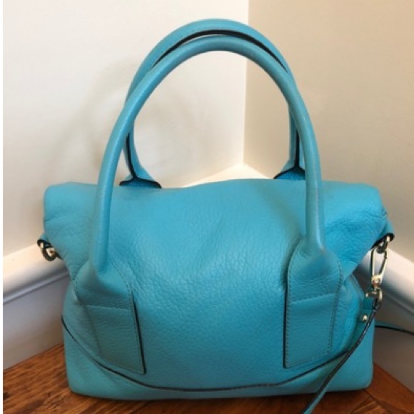 Turquoise Blue Leather Satchel - Picture 2 of 8